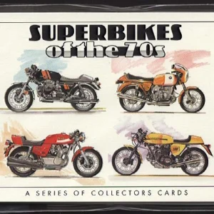 C103 Superbikes of the 70s Modern Collectors Card Set  (12)  ( Benelli 750 Sei, BMW R90/S, Ducati 750 Sport, Honda CB750, Kawasaki 750 H2, Laverda Jota 1000, Moto Guzzi 750S, MV Agusta 750 America, Norton 850 Commando, Suzuki GS750, Triumph Trident T150, Yamaha XS750. )