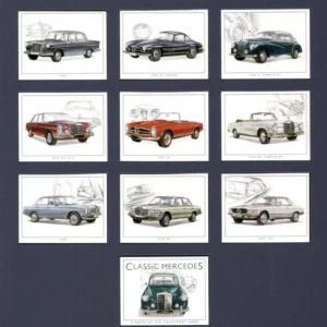 C104 Classic Mercedes Modern Collectors Card Set (10) G-era ( 300 S Cabriolet, 300 SL Coupe, 190, 220 SE Cabriolet, 280 SL, 300 SEL 6.3, 200, 350 SE, 450 SLC. )