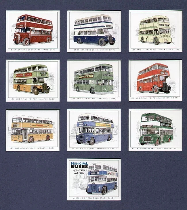 C172 Municipal Buses 1950s & 1960s Modern Collectors Card Set (10)