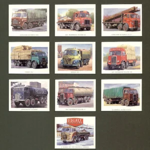 C173 Eight Wheelers - Classic British Lorries Modern Collectors Card Set (10) G-era (  1. Armstrong Saurer - Pickfords, 2. AEC Mammoth Major MK II - Bulwark, 3.  Scammell Rigid Eight - Bridge, 4. Foden DG - Rogers, 5. AEC Mammoth Major MK III - Bowaters, 6. Foden S21 - Midland Gravel, 7. Leyland Octopus '600' Series - Smiths of Madison, 8. AEC Mammoth Major Mk III- Andersons, 9. Leyland 22.0/1 - British Road Services, Title card - Foden S20 )