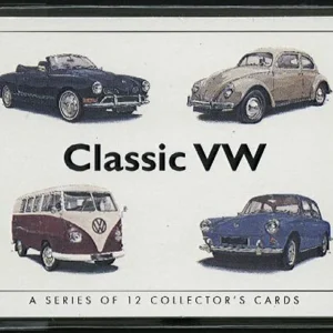 C18 Classic VW  Modern Collectors Card Set  (12)  ( Beetle 1953, Karmann Cabriolet, Beetle 1954, Hebmuller Cabriolet, Karmann Ghia Coupe, Type 2, Type 3, Karmann Ghia Conv, Beetle 1961, 1500 Beetle, 1302 Series Beetle, 1303 Series Beetle. )