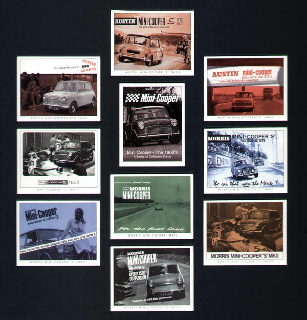 C184 Mini Cooper - The 1960's Modern Collectors Card Set (10) G-era ( Austin Mini-Cooper 850 MkI, Austin Mini-Cooper MkI, Austin Mini-Cooper 'S' MkI, Morris Mini-Cooper Mk1, Morris Mini-Cooper 'S' MkI, Morris Mini-Cooper 'S' MkII, Mini-Cooper 'S' MkIII. )