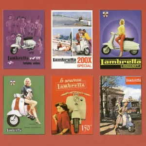 C195 Classic Lambretta Modern Collectors Card Set  (6XXL) G-era ( TV175, Li125, 150cc, SX200, 125. )