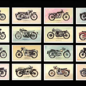 C26 Classic British Motor Cycles of the 1950's & 1960's Modern Collectors Card Set (24)  ( 1. Triumph Speed Twin, 2. Sunbeam S7, 3. Matchless G3LS, 4. Douglas MkIII Deluxe, 5. Velocette MAC, 6. Excelsior Talisman, 7. Royal Enfield Bullet, 8. Panther Model 100, 9. Ariel Square Four, 10. BSA Golden Flash, 11. Greeves 20D, 12. Triumph Tiger Cub, 13. Vincent Black Shadow, 14. BSA Bantam, 15. Triumph Tiger 110, 16. Norton Dominator, 17. James Cavalier, 18. Norton Manx, 19. Norton ES2, 20. BSA Gold Star, 21. Matchless G9, 22. AJS 16C, 23. Velocette Viper, 24. Velocette Thruxton. )