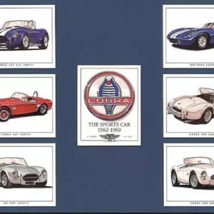 C52  Cobra - The Sports Car 1962-1969 Modern Collectors Card Set  (7) G-era  ( 260 (MkI), 289 (MkII), Daytona Coupe, 'AC 289' (MkIII), 427 (MkIII), 427 S/C (MkIII).)