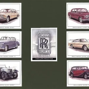 C63 Rolls-Royce Modern Collectors Card Set  (7)  G-era ( Silver Ghost  1907-26, Silver Wraith  1947-59, Silver Cloud  1955-65, Silver Cloud DHC  1959-65, Silver Shadow  1965-80, Silver Spirit  1990-99. )