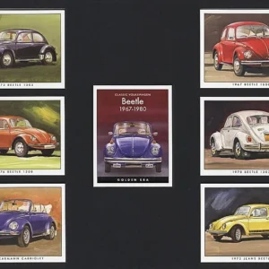 C78 Volkswagen Beetle 1967-80 Modern Collectors Card Set  (7)  ( 1. 1967 1500, 2. 1970 1302, 3. 1973 ‘Jeans’, 4. 1973 1303, 5. 1976 1200, 6. 1977 Karmann Cabriolet. )