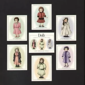 C43 Dolls Modern Collectors Card Set (7) ( 1. French Bisque Doll, 2. Emile Jumeau Bisque Doll, 3. Jumeau Triste Bisque Doll, 4. Early German Bisque Doll, 5. German Bisque Doll, 6. French Bisque Doll, Title Card. )