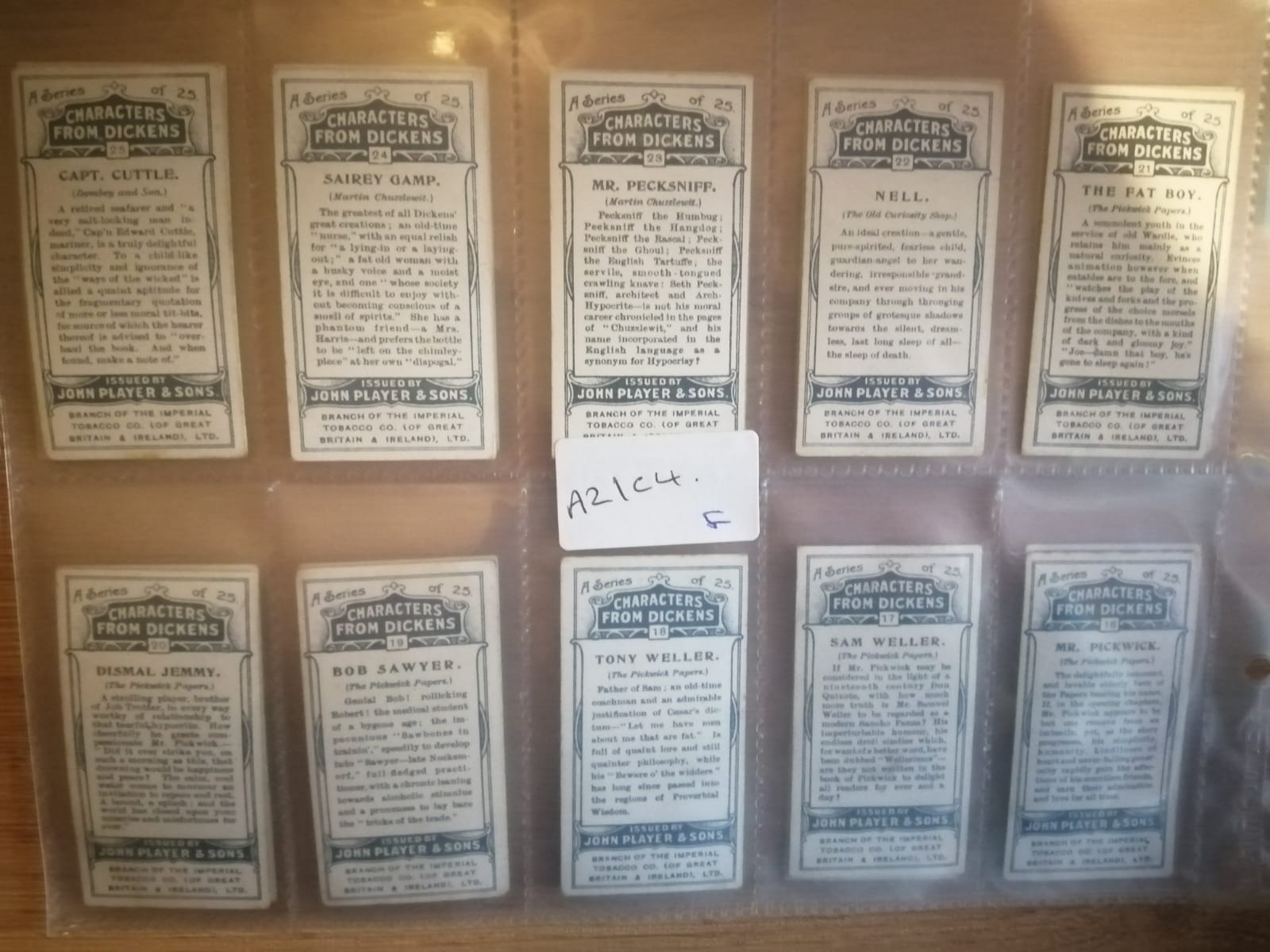 AZ1/C4 A Series Characters from Dickens 1912 John Player & sons Full Cigarette card set