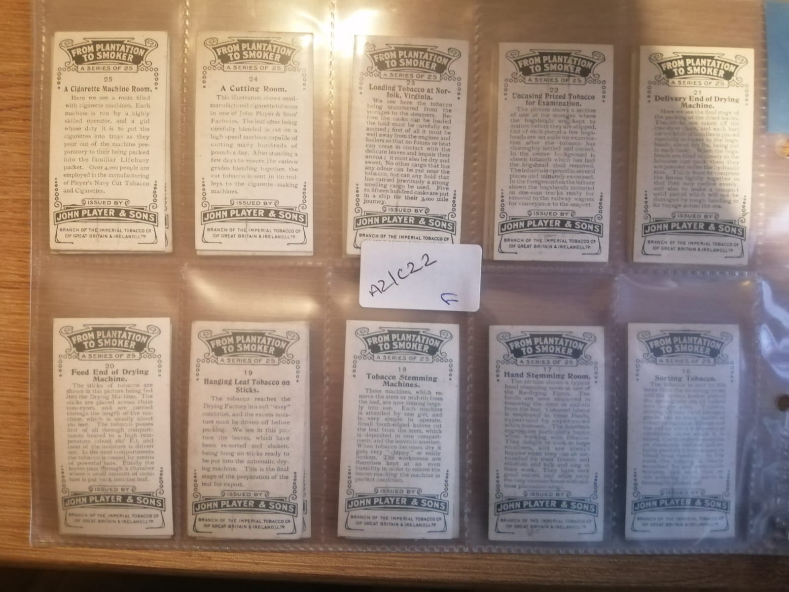 AZ1/C22 From Plantation to smoker 1926 John Player & sons Full Cigarette card set