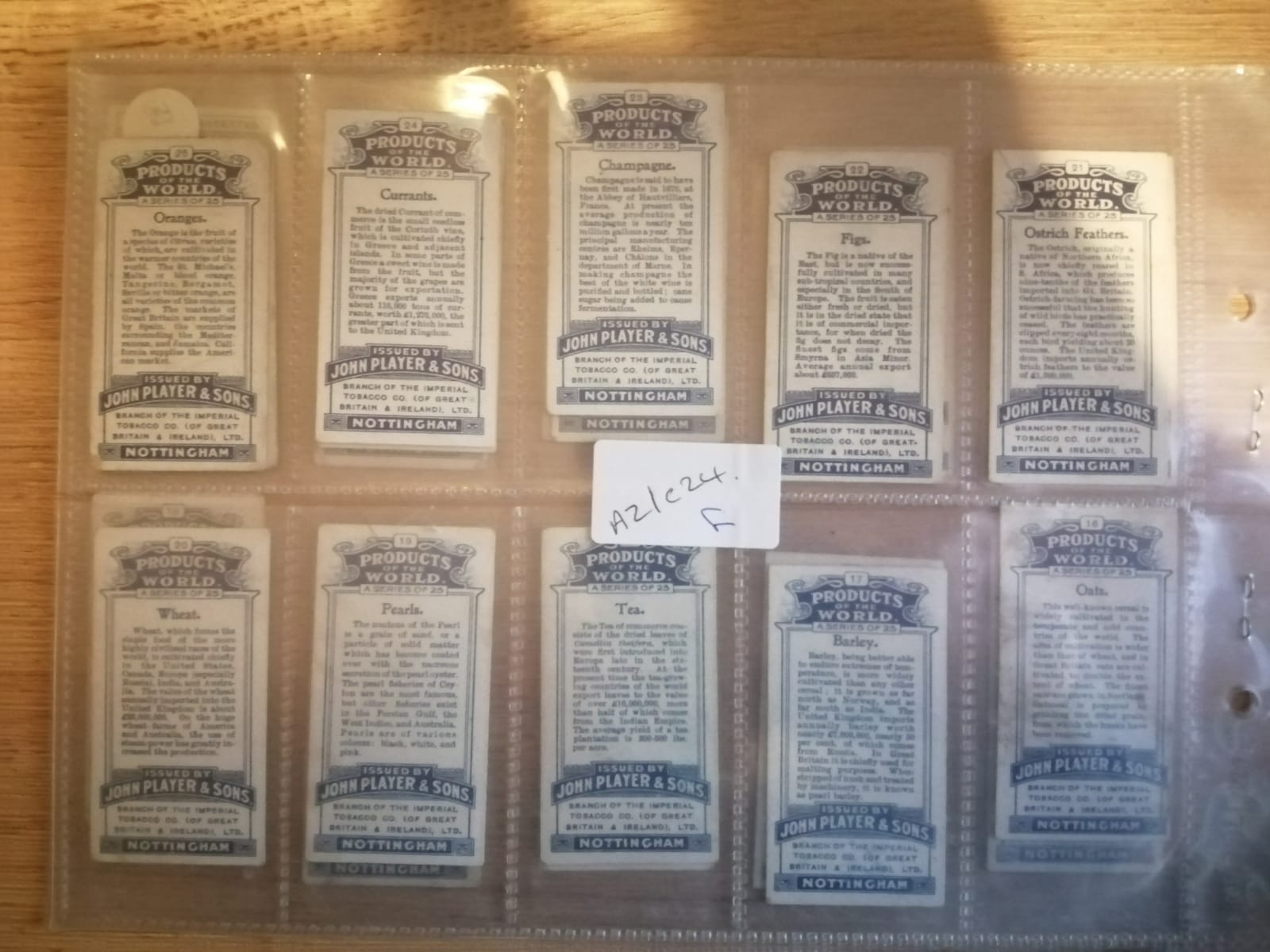 AZ1/C24 Products of the world 1909 John Player & sons Full Cigarette card set