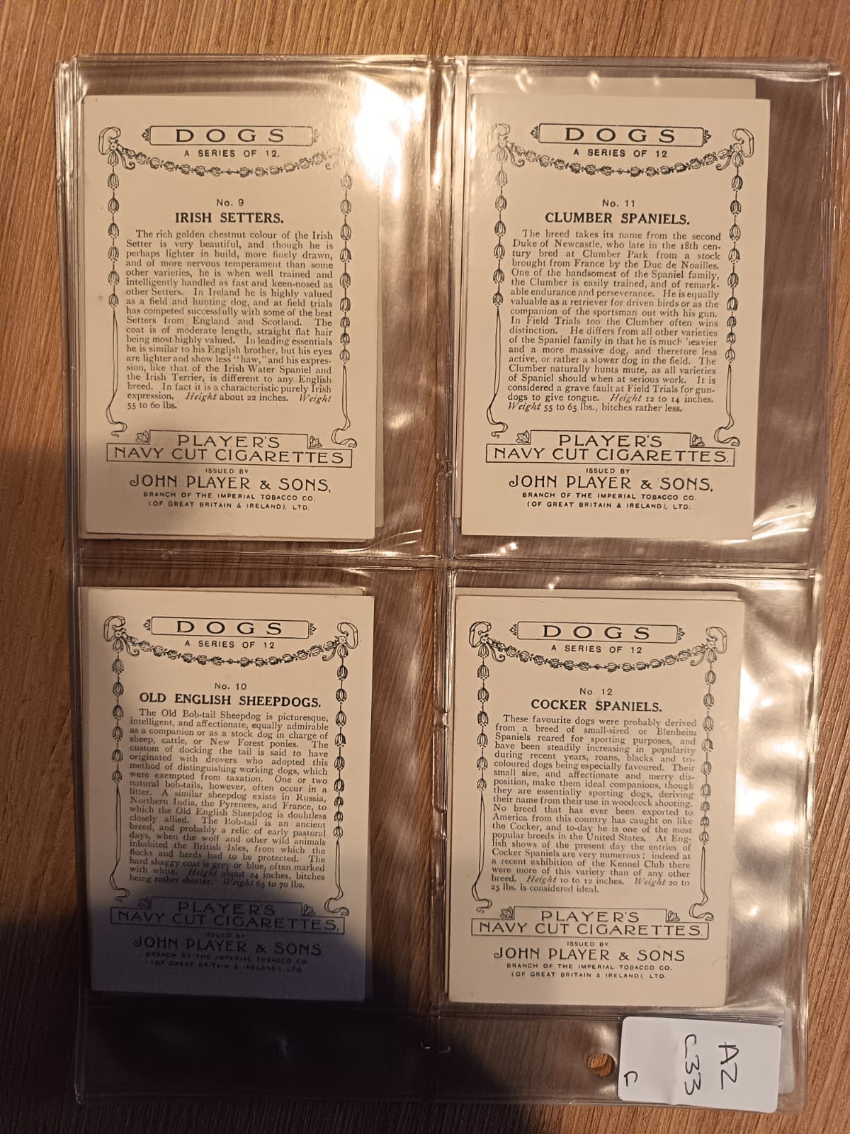 AZ1/C33 Dogs Scenic background ( X large) 1924 Players Full Cigarette card set