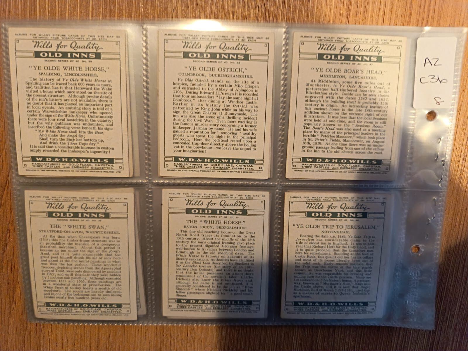 AZ1/C36 Old Inns 2nd (large) 1939 Wills Full Cigarette card set