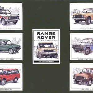 GOLDEN ERA approx. Card Size: 79mm x 62mm C55 RANGE ROVER Modern Collectors Card Set (7) ( Early Range Rover, Police Range Rover, ‘In Vogue’ Edition, Four Door Range Rover, 1980 Range Rover, 1983 Range Rover. )