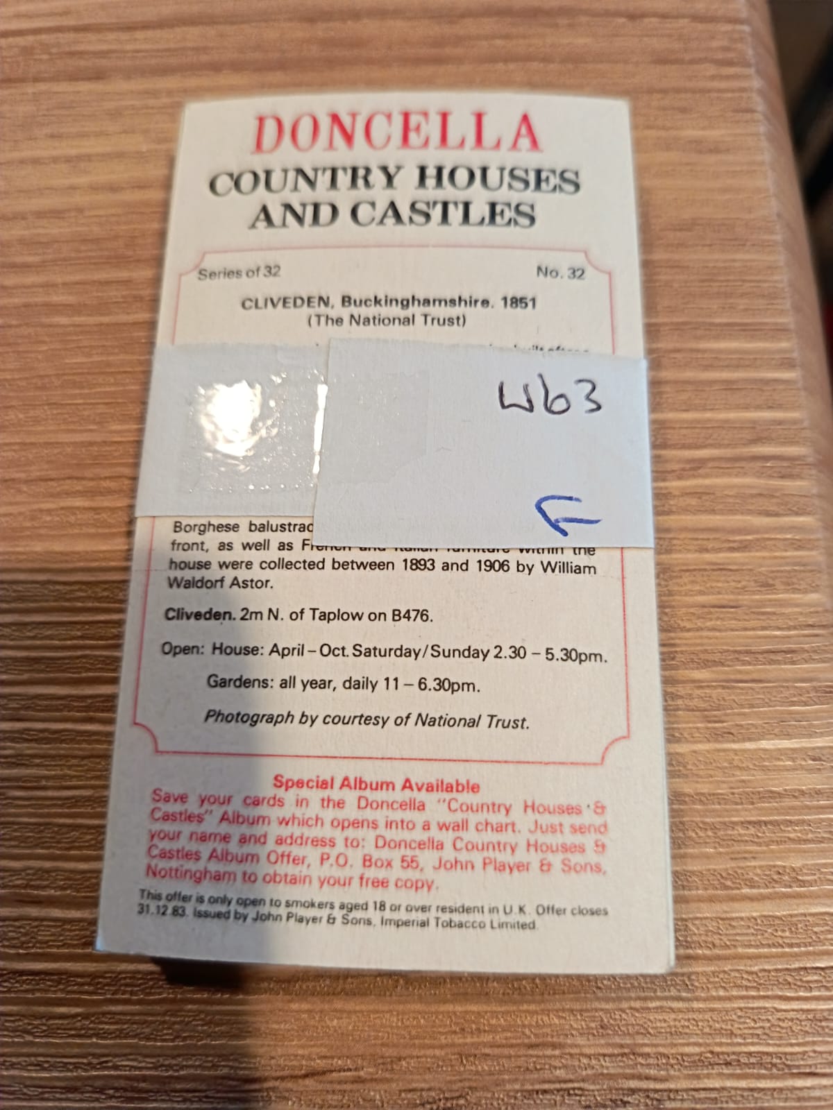 AZ1/W63 John Player & sons / Doncella Country Houses and castles Full Cigarette card set