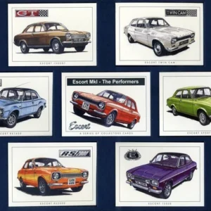 C155 Ford Escort Mk1 (The Performers) Modern Collectors Card Set (7XL) G-era ( 1300GT 1968-73, Twin-Cam 1968-71, RS1600 1970-74, Sport 1300 1971-74, RS2000 1973-74, 1300E 1973-74. )