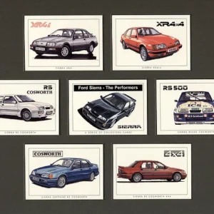 C171 Ford Sierra - The Performers Modern Collectors Card Set (7XL) G-era ( XR4i 1983-85, XR4x4 1982-92, RS Cosworth 1986, RS500 Cosworth 1987, Sierra Sapphire RS Cosworth 1988-89, Sierra RS Cosworth 4x4 1990-92,