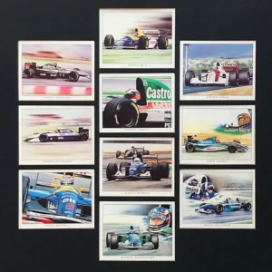 C49 Formula 1 Modern Collectors Card Set (10) G-era ( Satoru Nakajima, Andrea de Cesaris, Nigel Mansell, Damon Hill, Johnny Herbert, Martin Brundle, Michael Schumacher, Ayrton Senna, Eddie Irvine, David Coulthard. )