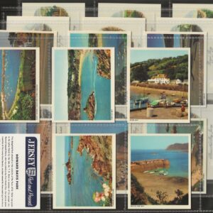 1 - Rozel Bay and Harbour 2 - Portelet Bay 3 - Mount Orgueil Castle and Gorey Harbour 4 - Bonne Nuit Bay and Harbour 5 - Corbiere Lighthouse 6 - Howard Davis Park 7 - Jersey Airport 8 - St. Brelade's Bay 9 - West Park Pavilion 10 - Petit Portelet, Gorey 11 - Greve-de-Lecq 12 - Grouville Bay and Mont Orgueil Castle 13 - Rozel Bay (from the sea) (About 100 years ago) 14 - Bouley Bay (About 100 years ago) 15 - Mont Orgueil Castle (About 100 years ago) 16 - Bonne Nuit Bay (About 100 years ago) 17 - St. Aubin's Bay (from Mont Felard) (About 100 years ago) 18 - Royal Mail Packet (Passing the Corbiere) (About 100 years ago) 19 - Portelet Bay (About 100 years ago) 20 - Greve-de-Lecq (About 100 years ago) 21 - St. Brelade's Church (About 100 years ago) 22 - Royal Squre (About 100 years ago) 23 - Elizabeth Castle (About 100 years ago) 24 - Town of St. Helier (About 100 years ago)