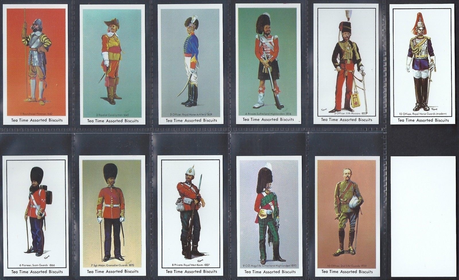 AZ2/86 Tea Time assorted biscuits 1974 British Soldiers Through the Ages Modern Collectors Card Set