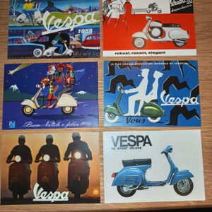CV1-U/N Vespa Greats -  Modern Collectors Card Set  (6) ( Vespa , Piaggio , 150 sprint , vous , supersprint 50, 1955 )CV1-U/N Vespa Greats -  Modern Collectors Card Set  (6) ( Vespa , Piaggio , 150 sprint , vous , supersprint 50, 1955 )