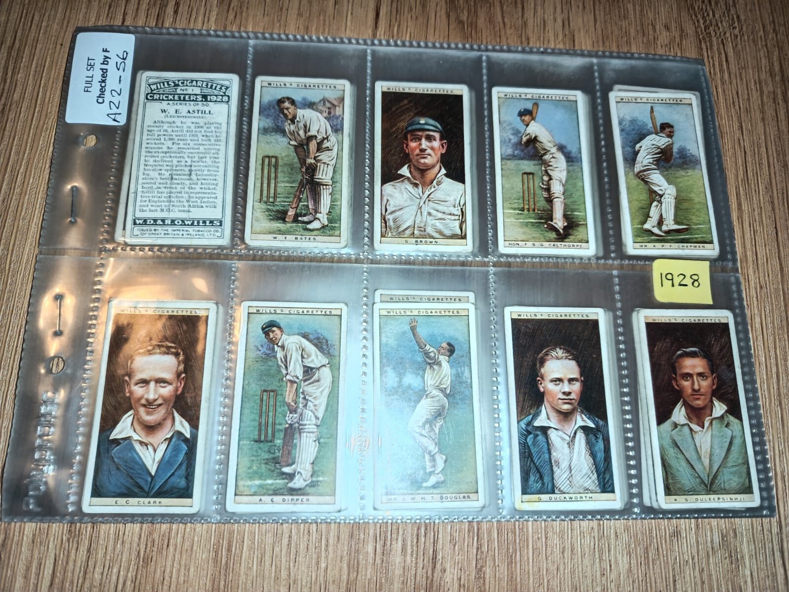 AZ2/56 cricketers 1928 - 1928 Wills Full Cigarette card set