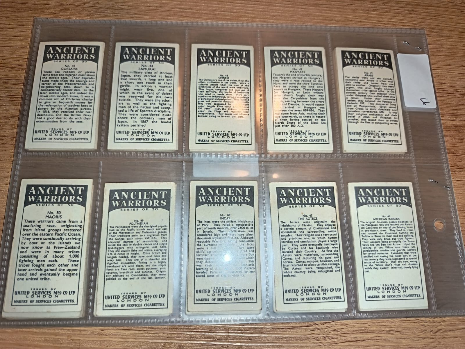 AZ3/3 Ancient warriors United services 1938 - Full Cigarette card set