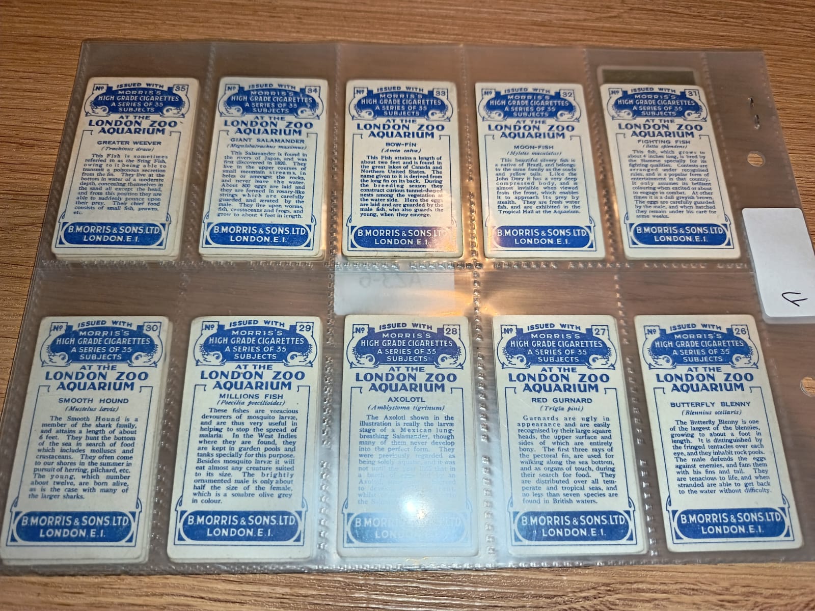 AZ3/6 At the London Zoo Aquarium B Morris & sons ltd 1928 - Full Cigarette card set