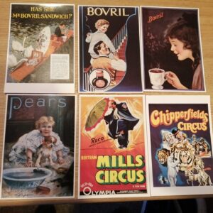 AZ3 - 6 x advertising related postcards - circus red - Mills circus