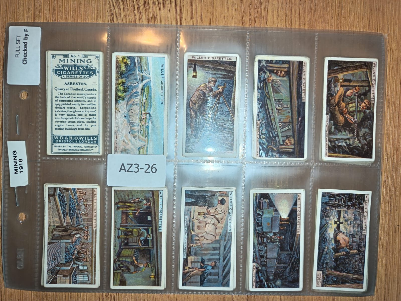 AZ3/26 Mining Wills 1916 - Full Cigarette card set