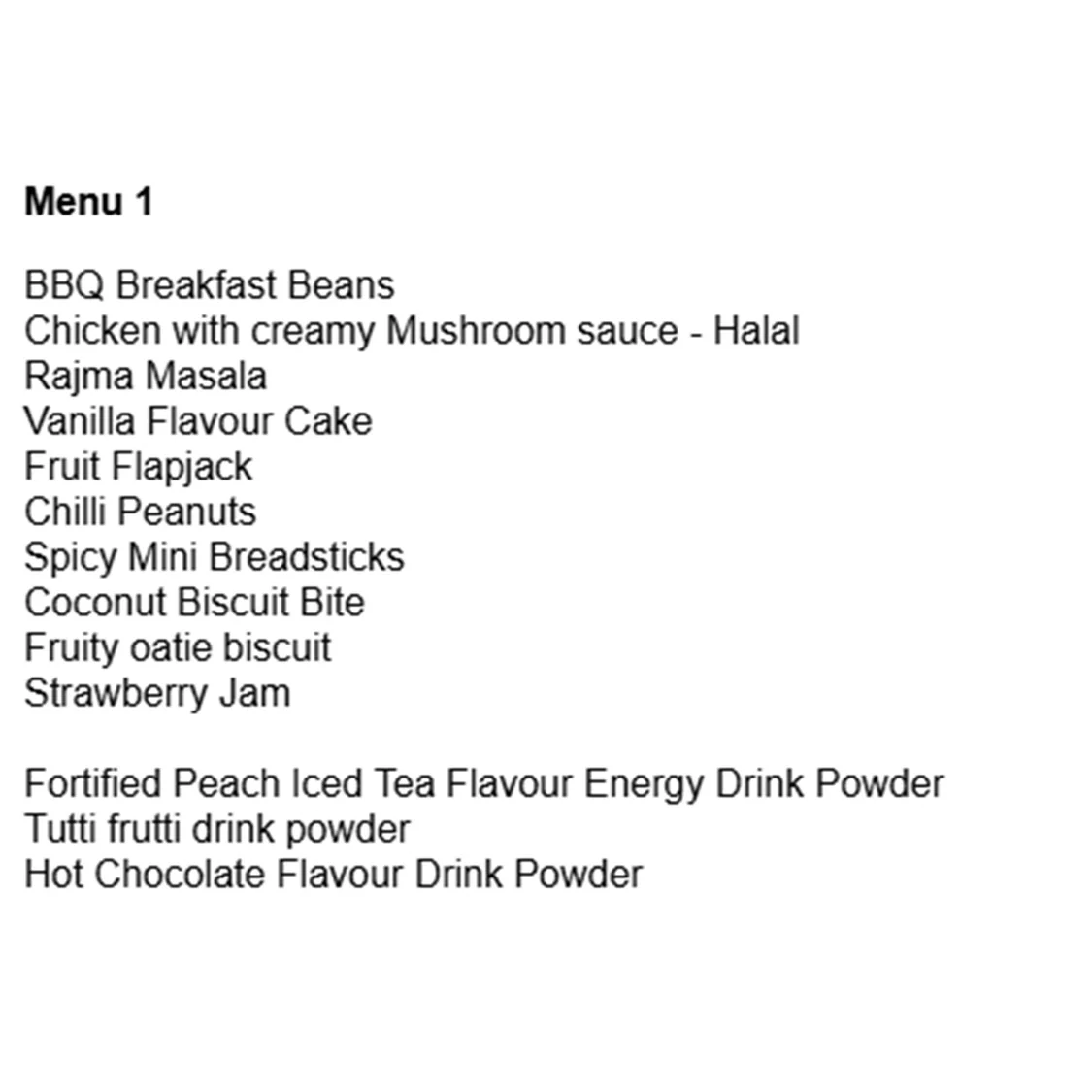 British Army 24 Hour Halal Ration Pack - Menu 1