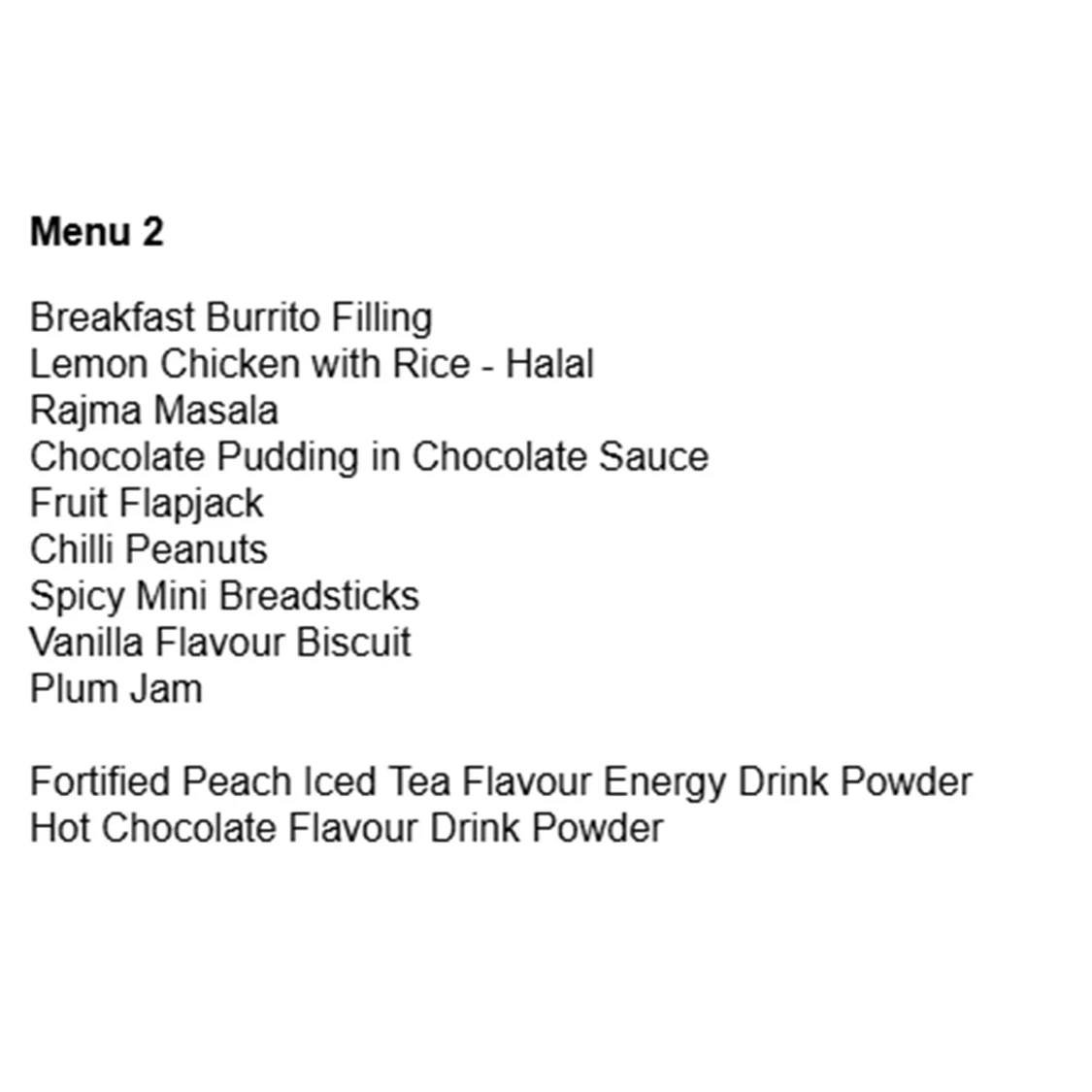 British Army 24 Hour Halal Ration Pack - Menu 2