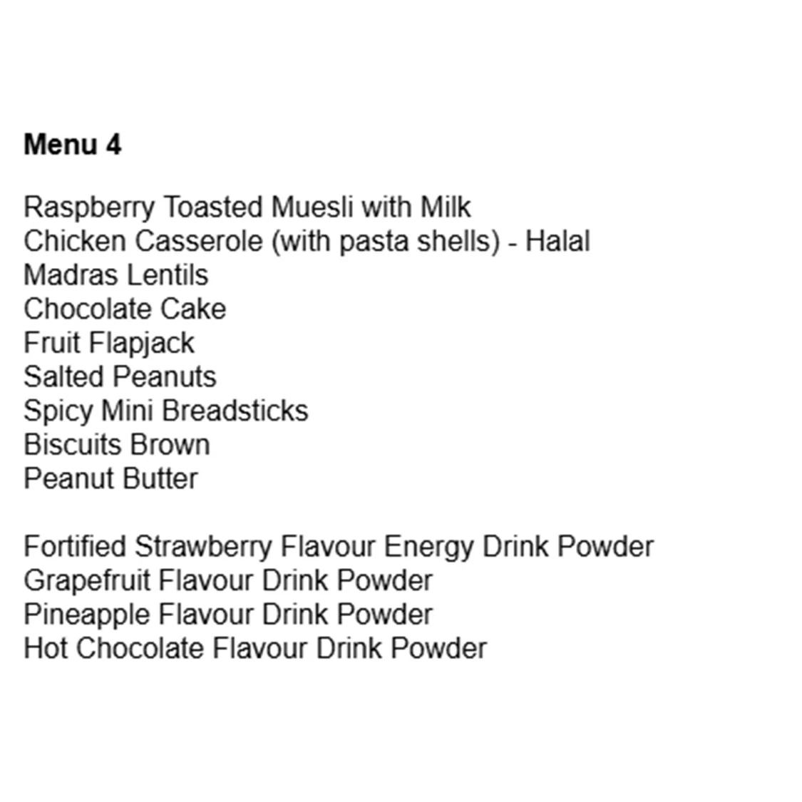 British Army 24 Hour Halal Ration Pack - Menu 4