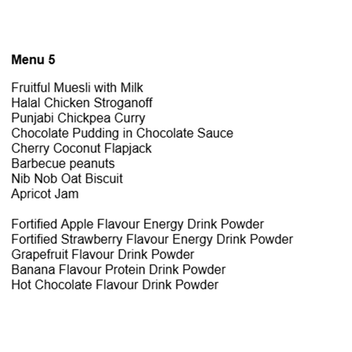 British Army 24 Hour Halal Ration Pack - Menu 5