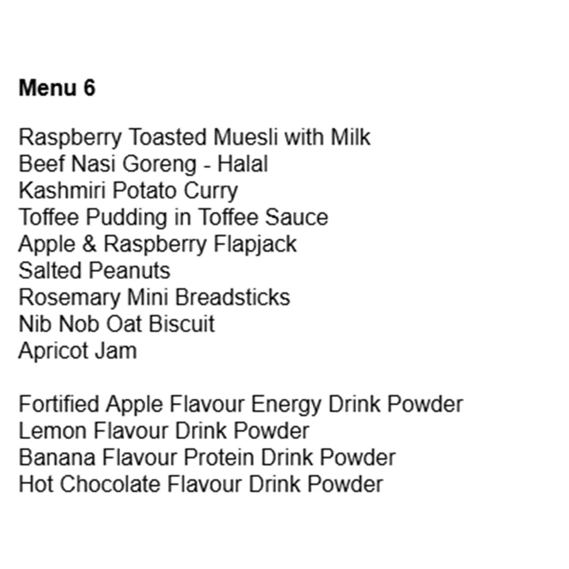 British Army 24 Hour Halal Ration Pack - Menu 6