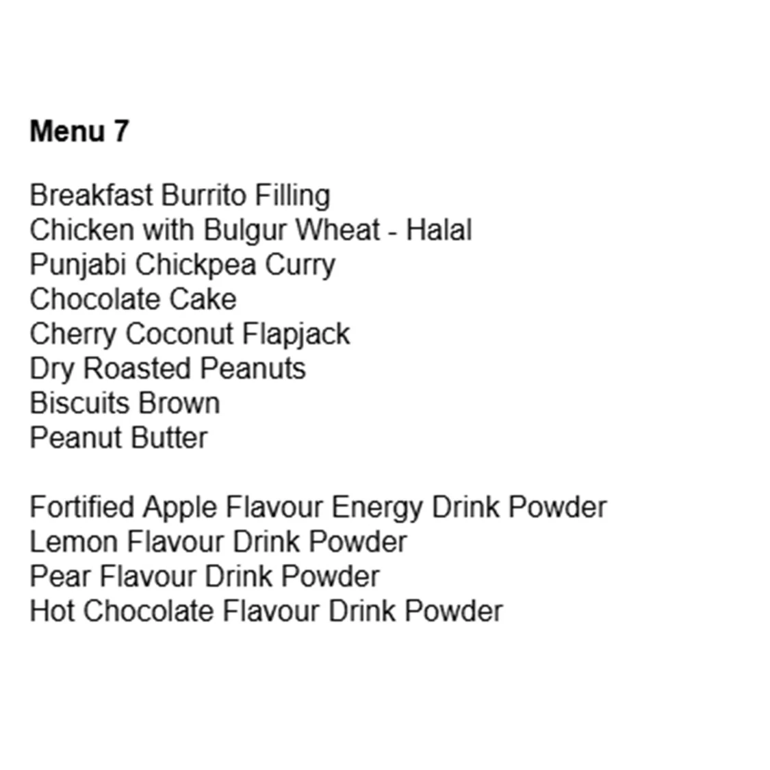 British Army 24 Hour Halal Ration Pack - Menu 7