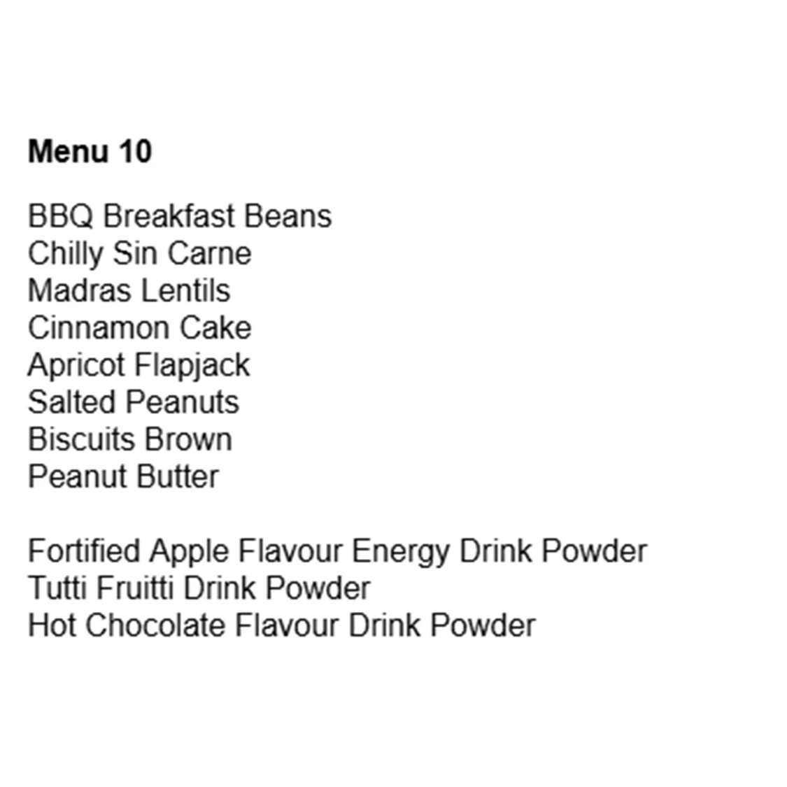 British Army 24 Hour Vegetarian Ration Pack - Menu 10