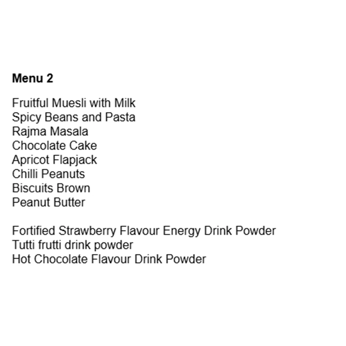 British Army 24 Hour Vegetarian Ration Pack - Menu 2