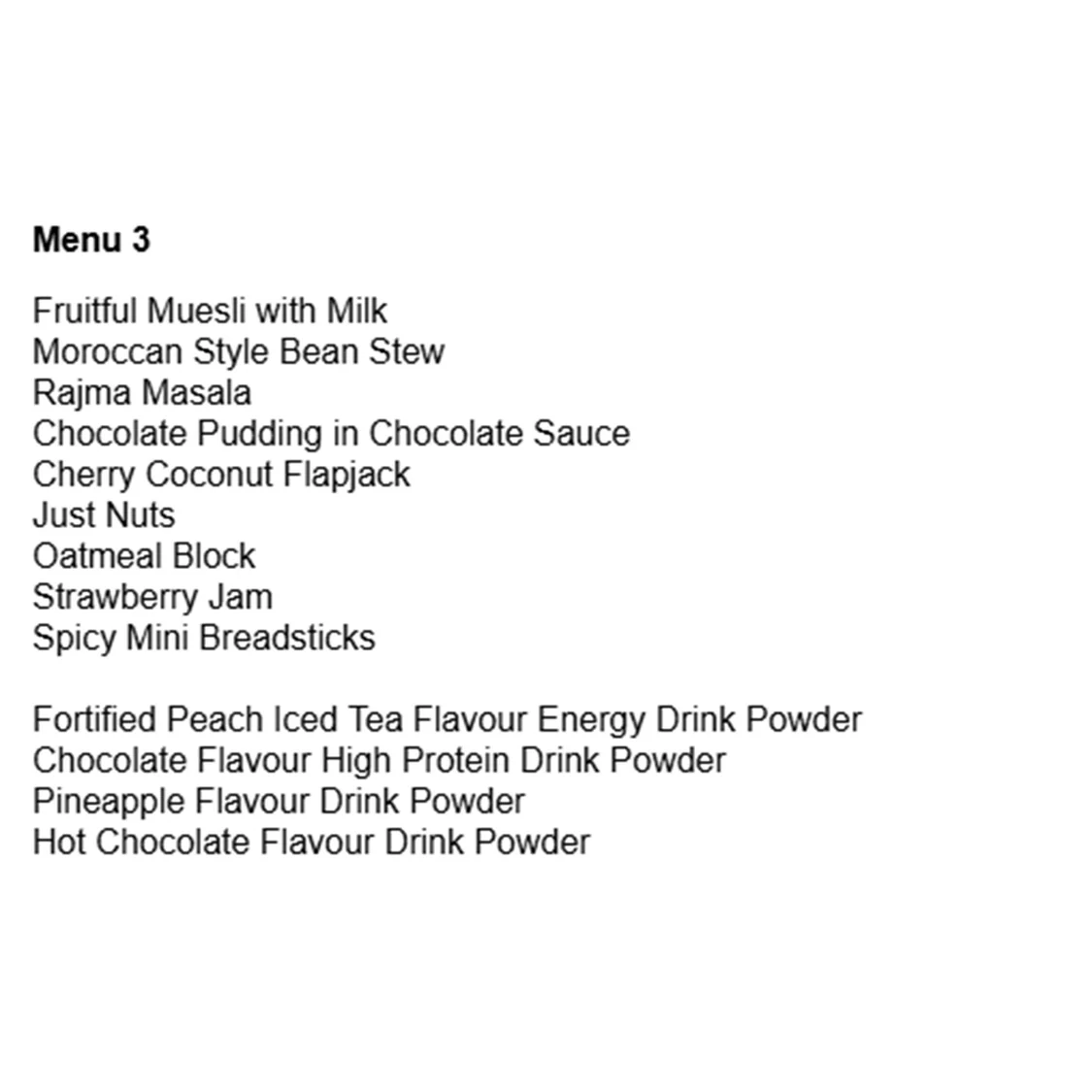 British Army 24 Hour Vegetarian Ration Pack - Menu 3