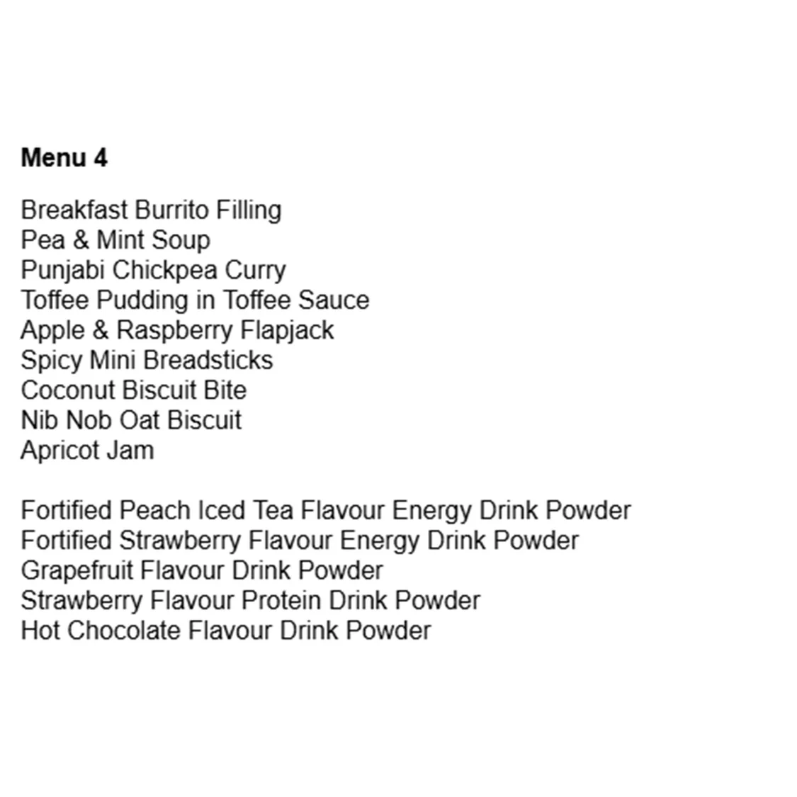 British Army 24 Hour Vegetarian Ration Pack - Menu 4
