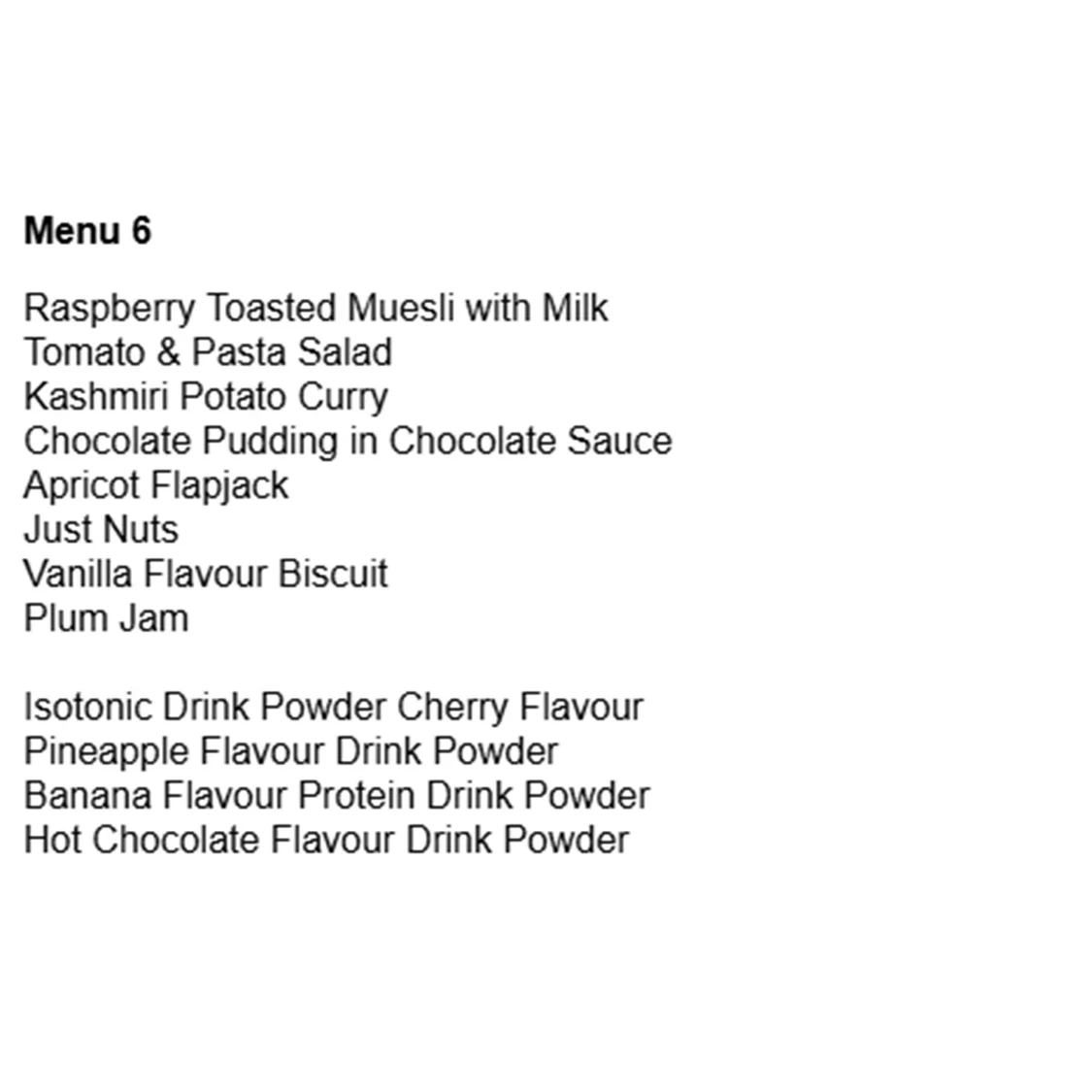British Army 24 Hour Vegetarian Ration Pack - Menu 6