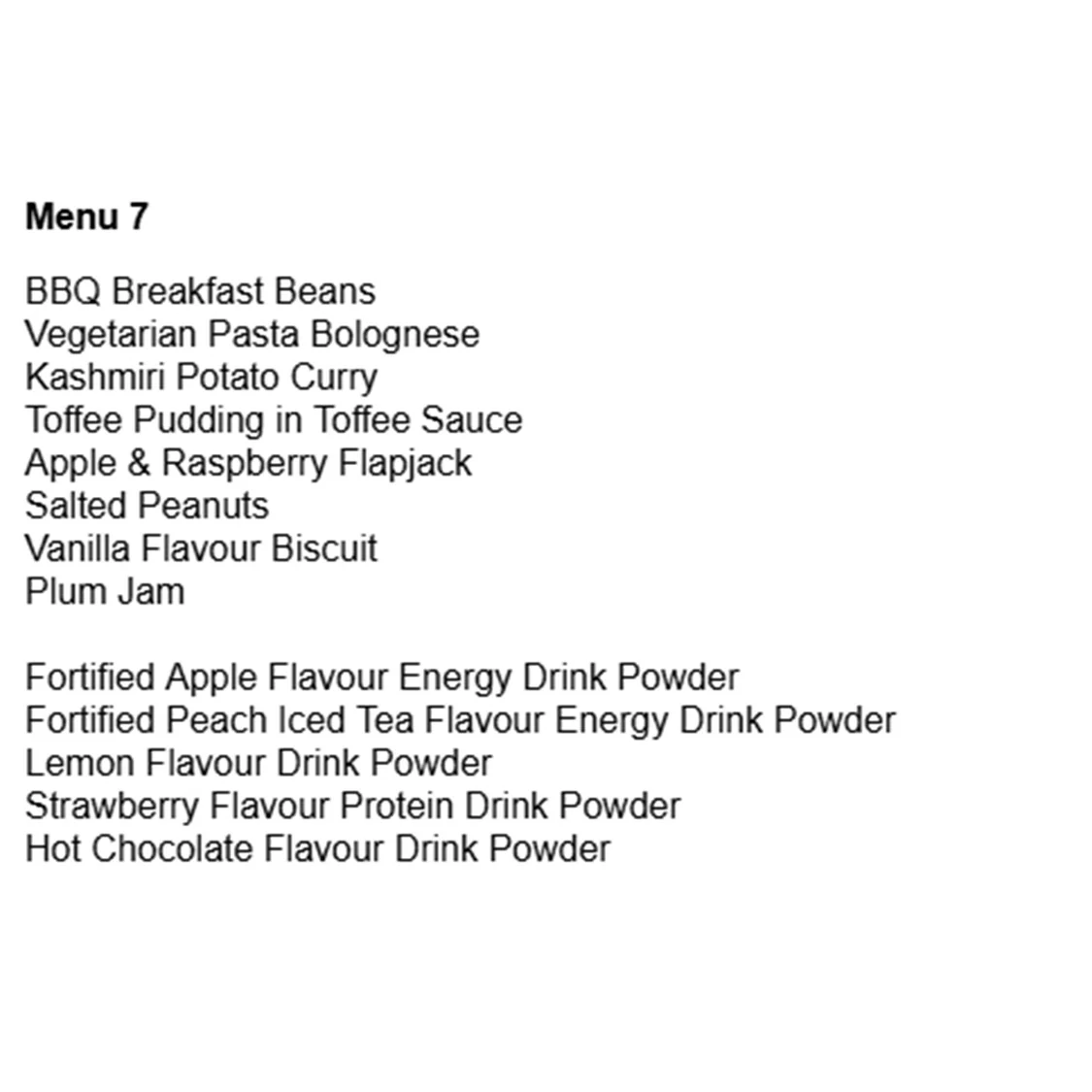 British Army 24 Hour Vegetarian Ration Pack - Menu 7