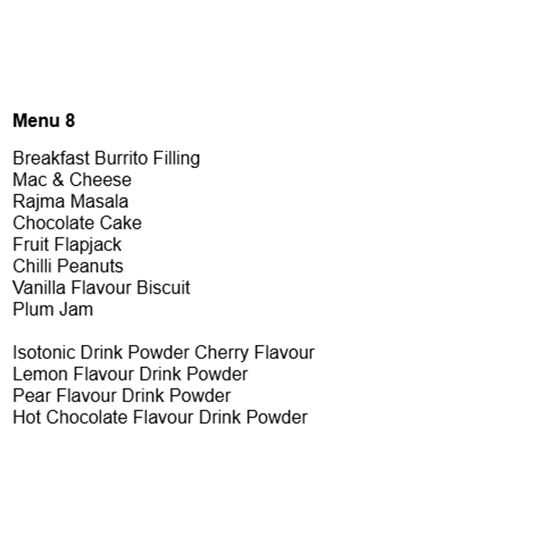 British Army 24 Hour Vegetarian Ration Pack - Menu 8