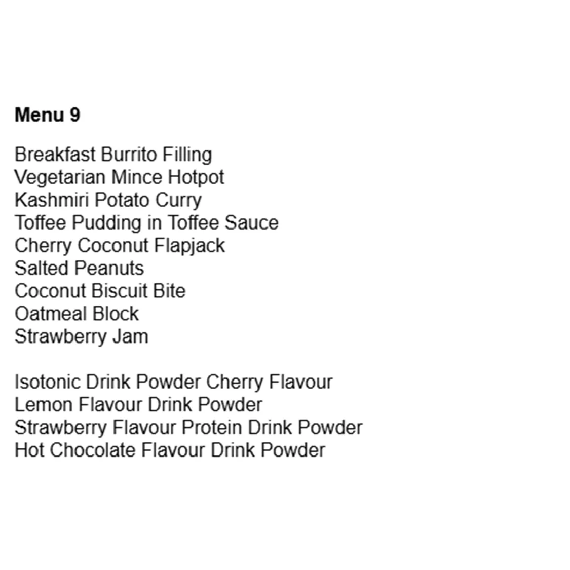 British Army 24 Hour Vegetarian Ration Pack - Menu 9