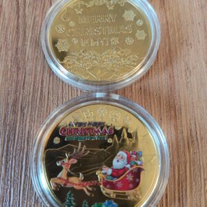 AZ3/97 Merry Christmas - 1 x Gold coloured coin with coloured image and text